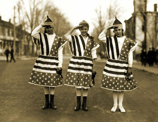 1918 Girls Patriotic Flag Outfits Armistice Parade Oh Old Magnet