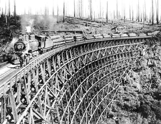 1918 Logging Railroad Trestle Washington Vintage Old Keychain Reprintt