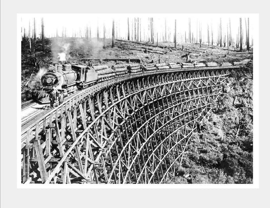 1918 Logging Railroad Trestle Washington Vintage Retro Train Magnet Magnet