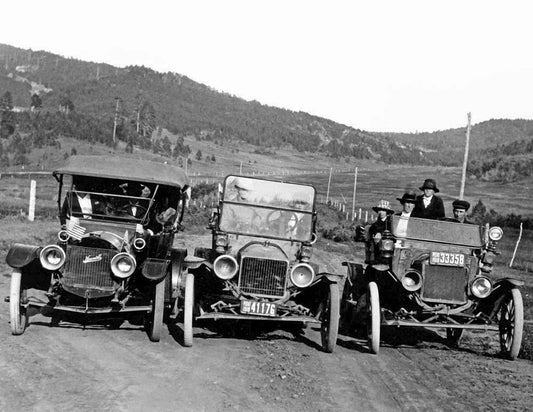 1918 Three Automobiles Lewistown Montana Vintage Car Photo Reprint
