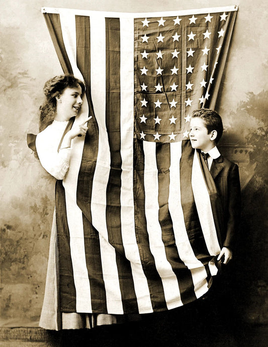 1919 Children With Stars And Stripes American Flag Old Keychain Reprint