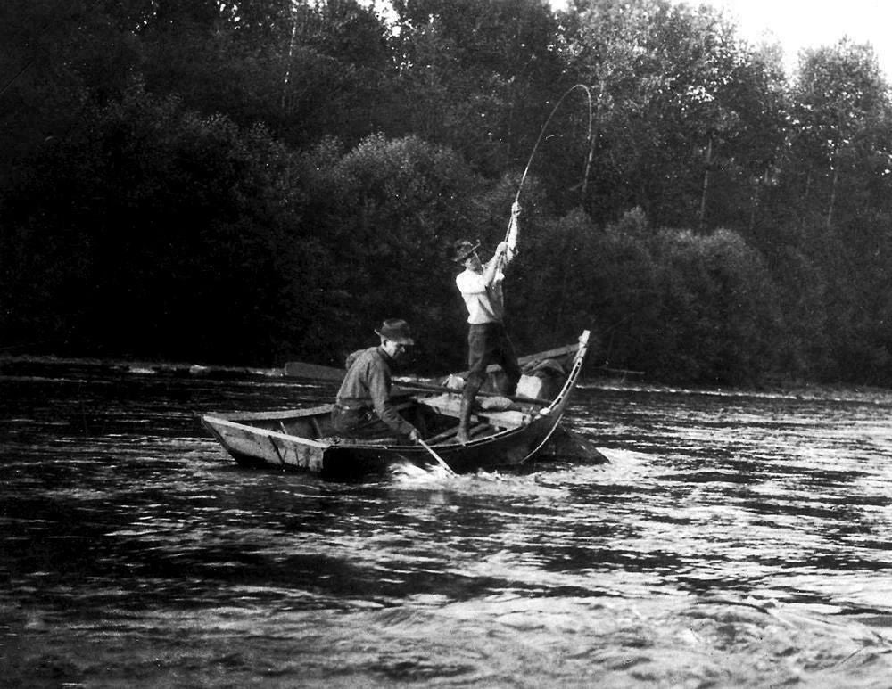 1920 Fishing Lake Cascade Forest Washington Old Vintage Photo Reprint