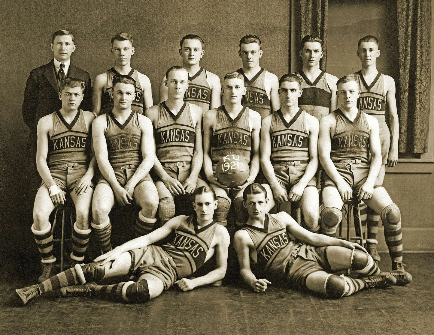 1920 Kansas University Basketball Team Vintage Old Photo Reprint