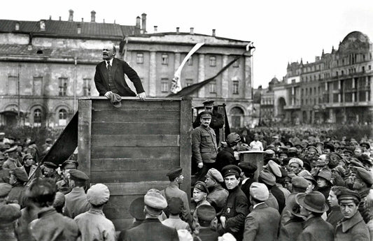 1920 Lenin Addresses Communist Russian Army Vintage Photo Reprint