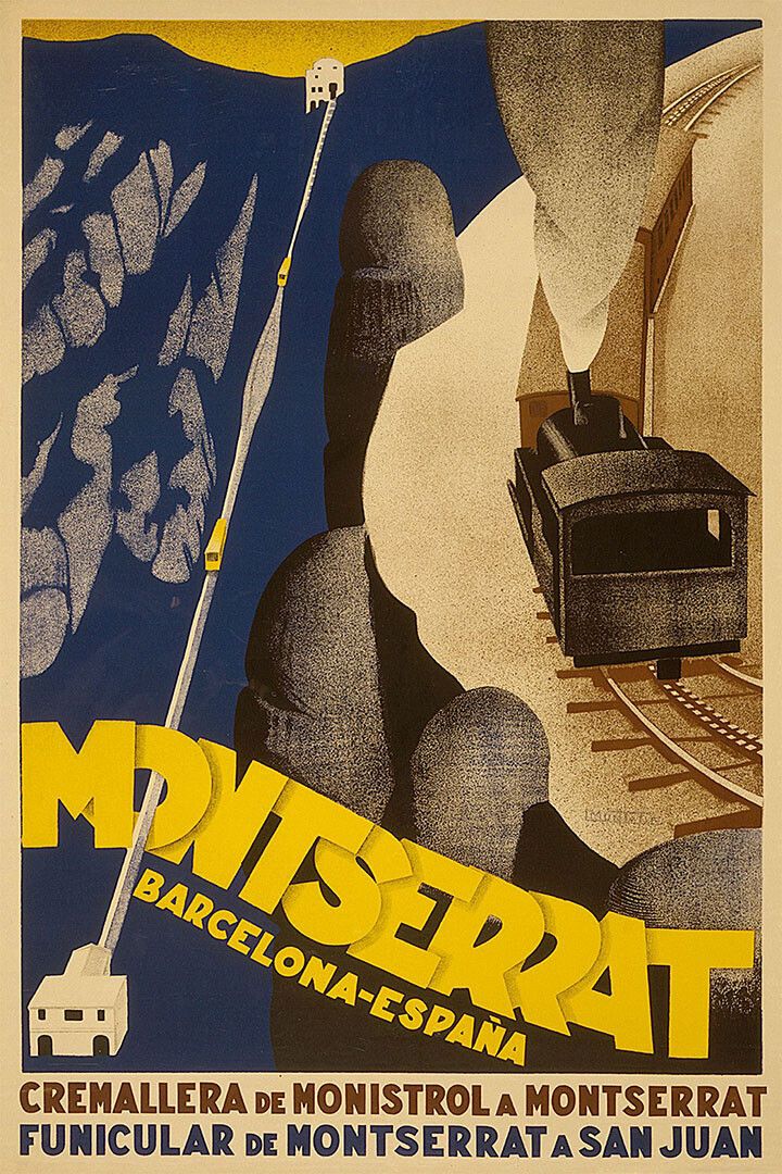 1920 Montserrat Barcelona Espanaspanish Railway Travel Wall Poster