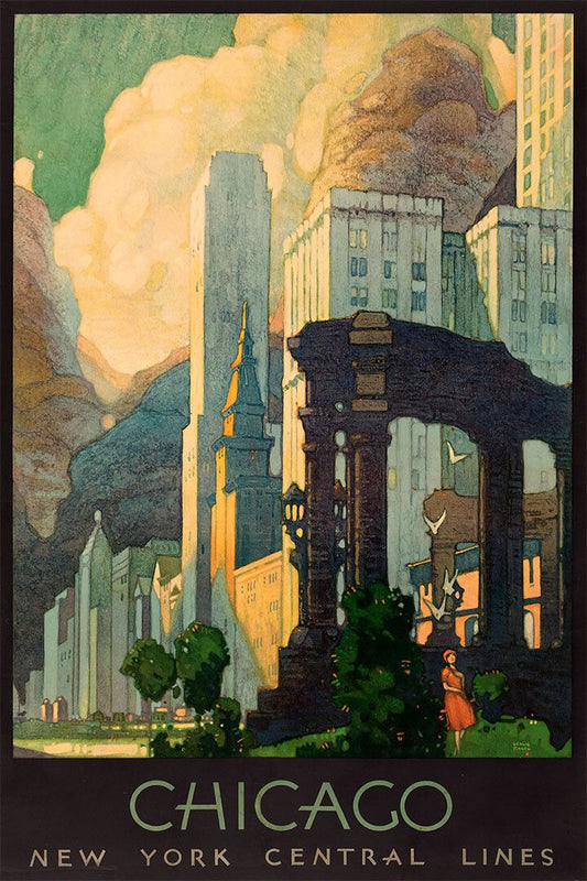 1920S Chicago Vintage Style Ny Central Line Travel Jigsaw Puzzle