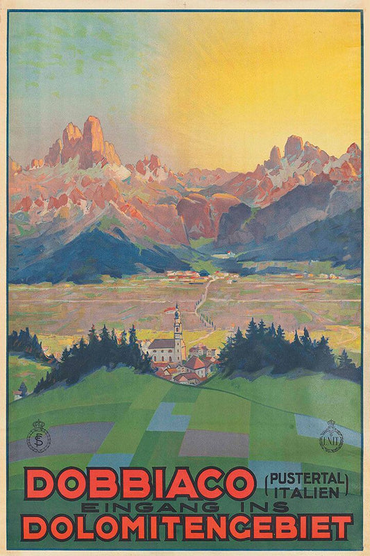 1920S Dobbiaco Dolomite Mountains Vintage Italian Travel Magnet