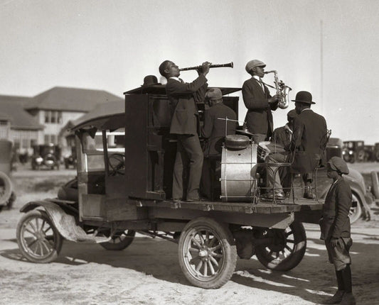 1920S Jazz Band Concert On Back Of Classic Car Magnet Magnet