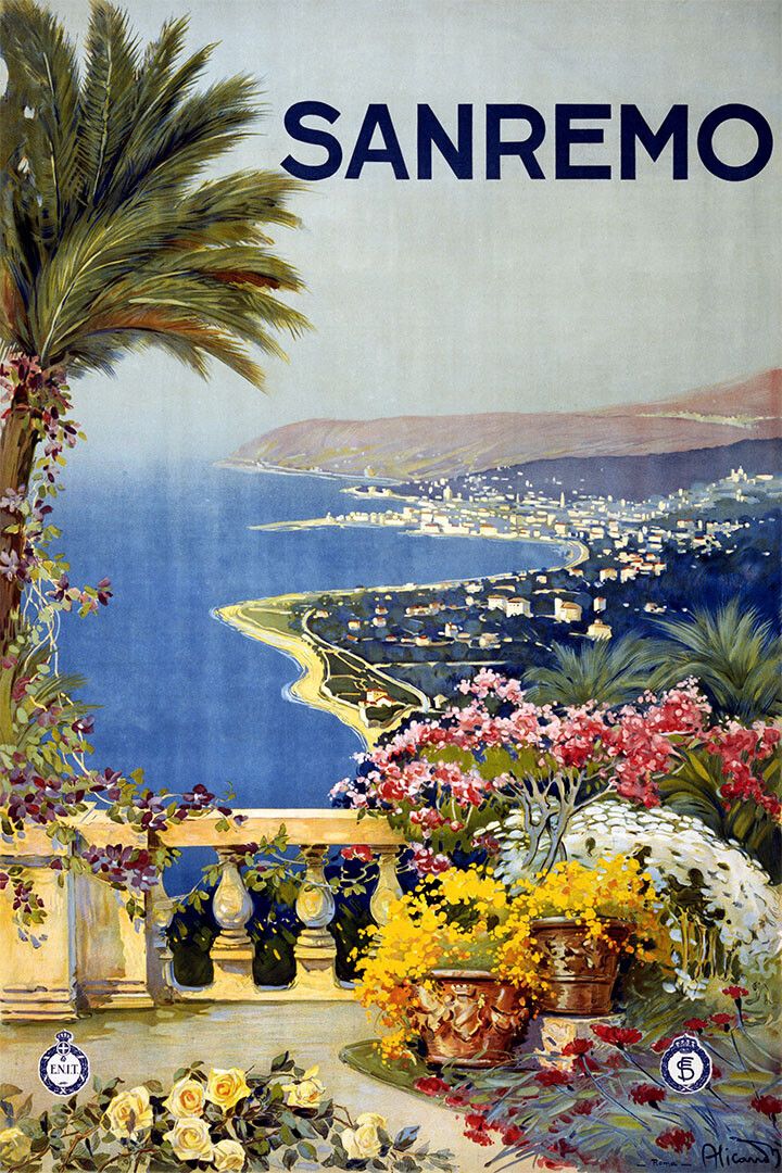 1920S San Remo Italy Vintage Style Italian Seaside Travel Wall Poster