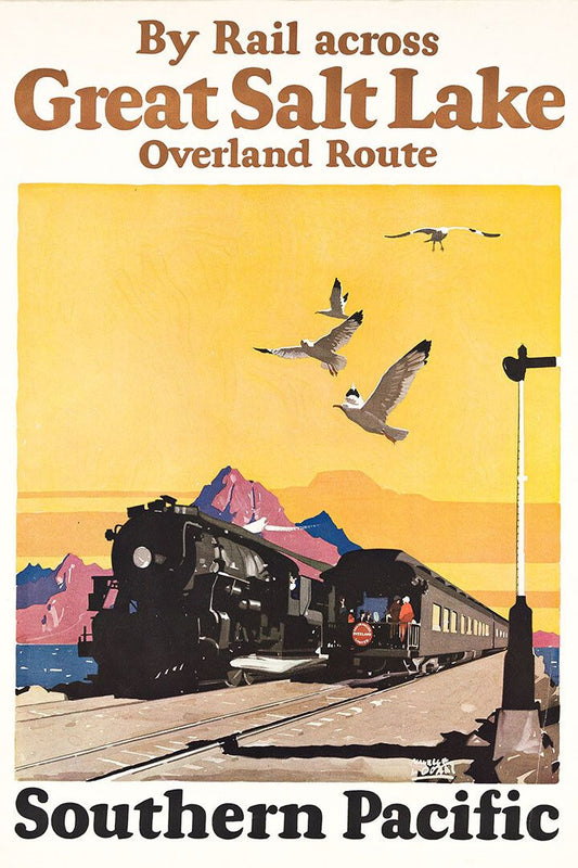 1920S Southern Pacific Railroad Great Salt Lake Vintage Jigsaw Puzzle