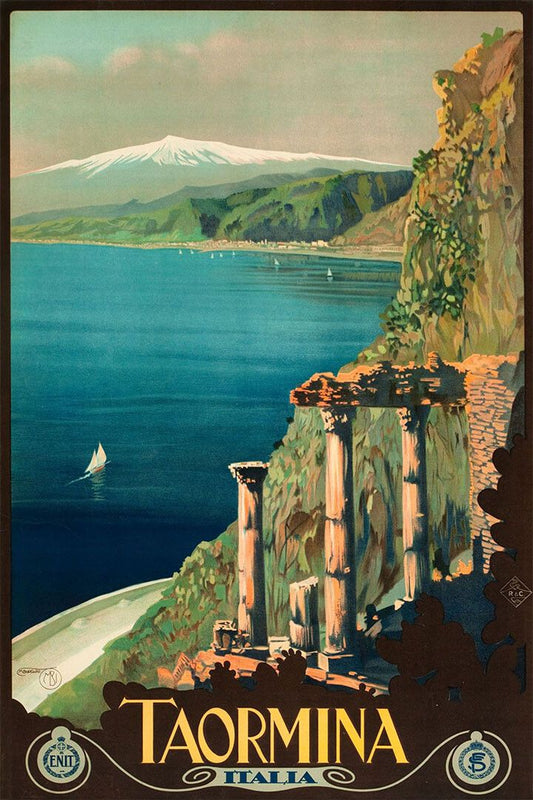 1920S Taormina Sicily Vintage Style Travel Keychain