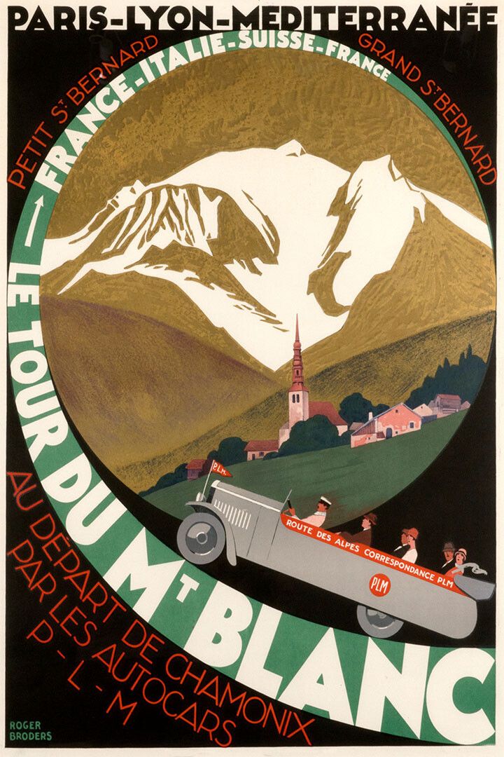1920S The Tour Of Mont Blanc Vintage Style French Travel Magnet