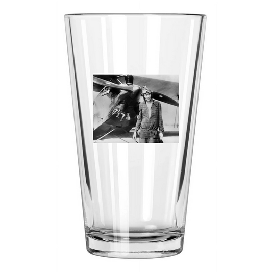 1922 Aviator Pilot Amelia Earhart Photo Airplane Pint Beer Drinking Glass