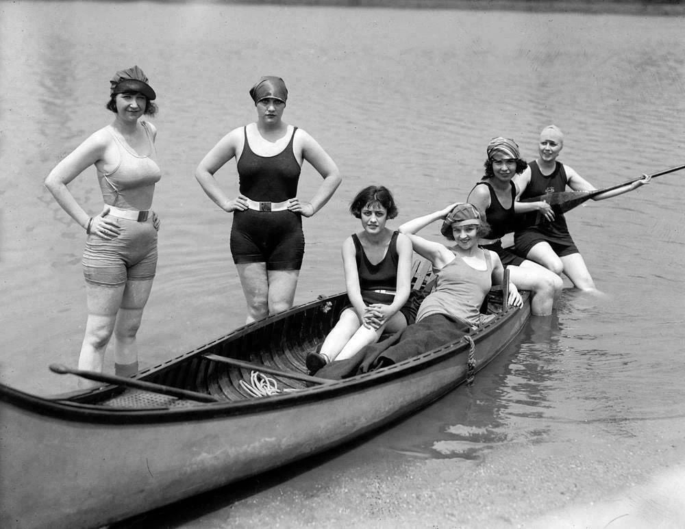 1922 Bathing Beauties In A Canoe Vintage Photograph Reprint