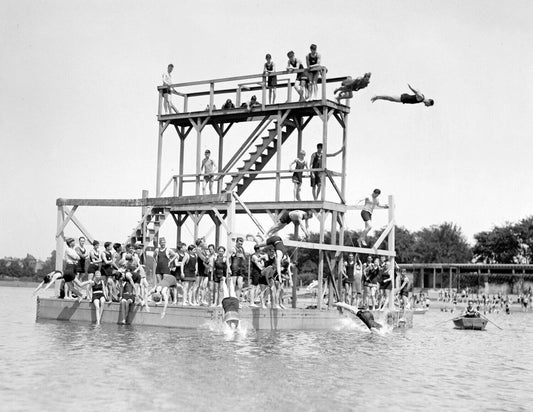 1923 Diving Platform At The Beach Old Vintage Swim Magnet Reprint