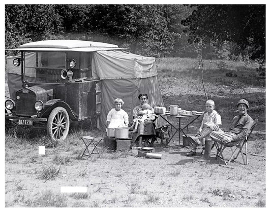 1923 Family Vacation Car Camping Vintage Retro Old Historic Photo Poster
