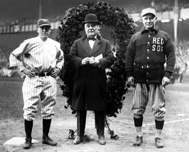 1923 Yankees Stadium Magnet Miller Huggins, Jacob Ruppert And Frank Chance