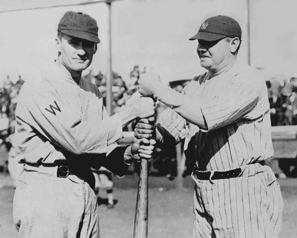 1924 Babe Ruth And Walter Johnson Glossy Keychain Barnstorming Tour Print