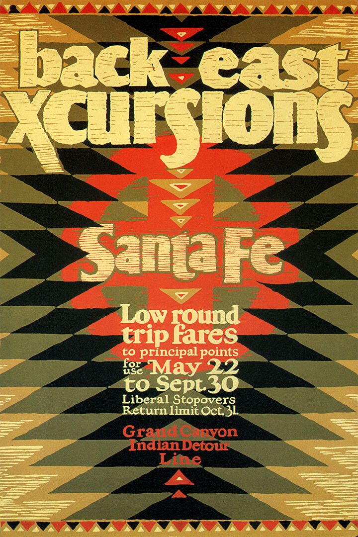 1924 Back East Santa Fe Vintage Style Train Travel Wall Art Poster