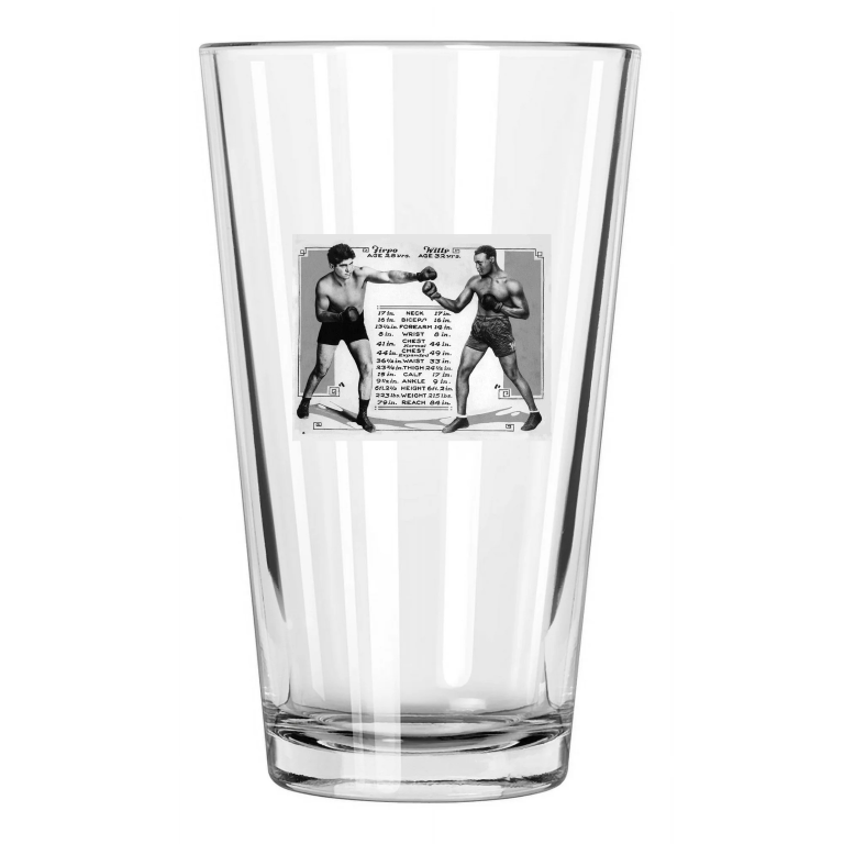 1924 Boxers Luis Firpo Vs Harry Wills Photo Match Up Pint Beer Drinking Glass