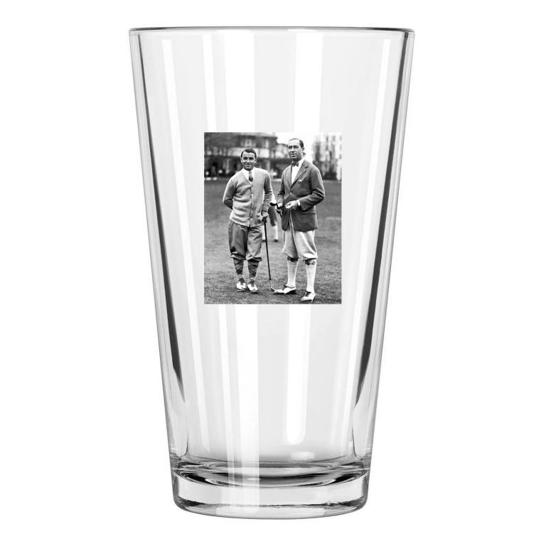 1924 Golfers Walter Hagen And Gene Sarazen Golf Portrait Pint Beer Glass