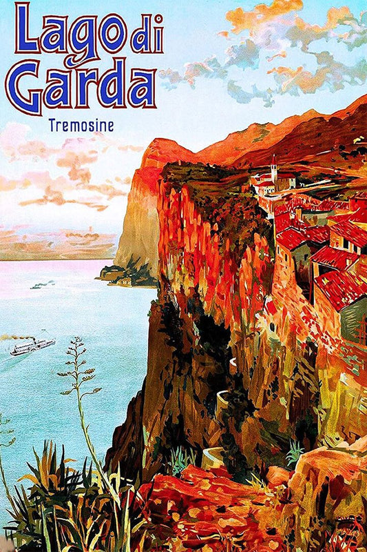 1924 Lake Garda Italy Vintage Style Italian Travel Wall Art Poster