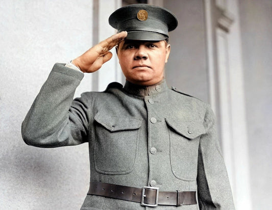 1924 Private Babe Ruth Of National Guard Old Magnet Reprint Colorized