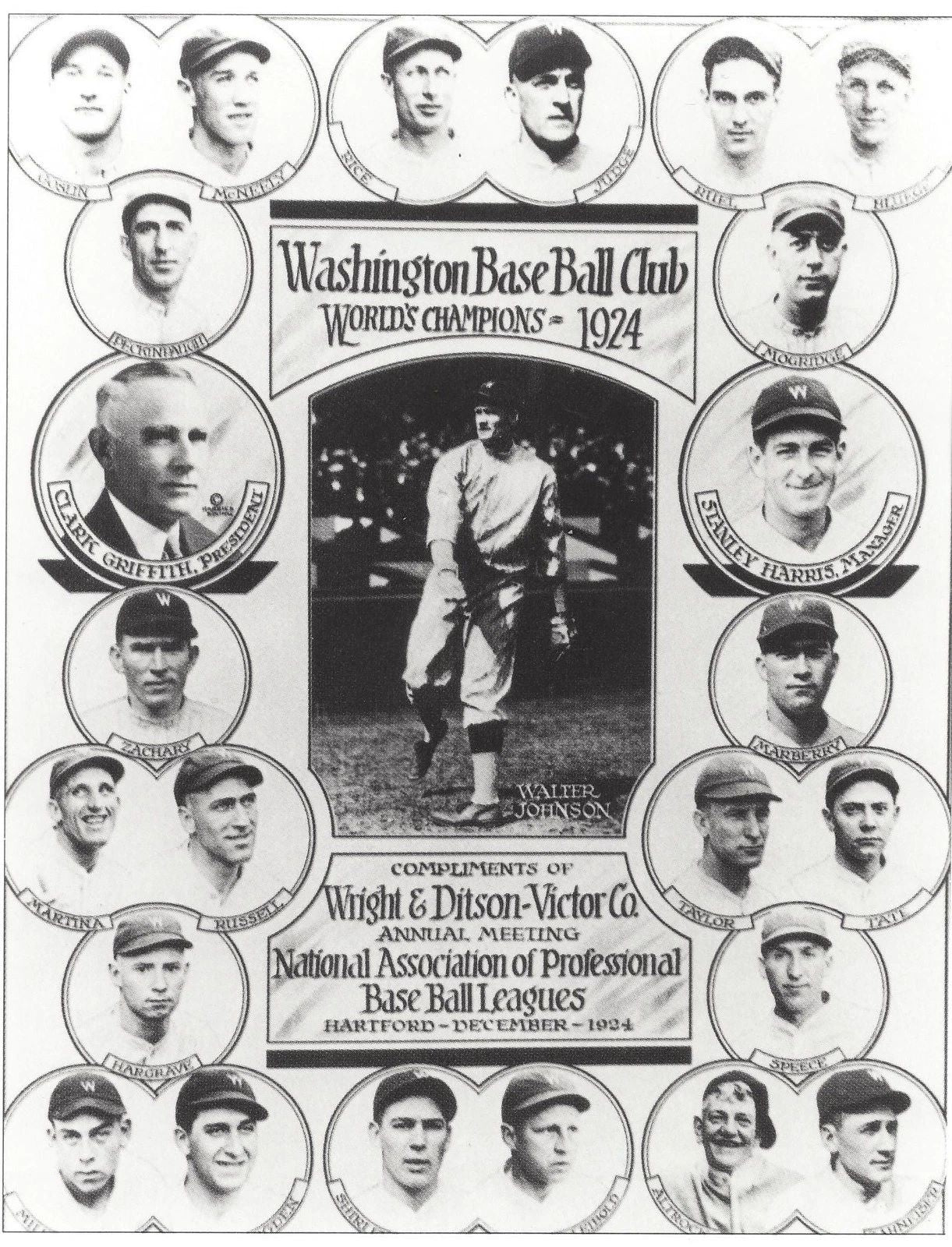 1924 Washington Senators Team Keychain Mlb Baseball Picture World Champs