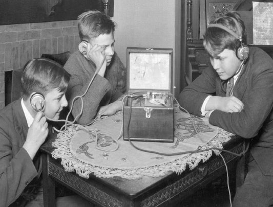 1925 Boys Listening To Crystal Radio Receivers Poster Picture Photo Print