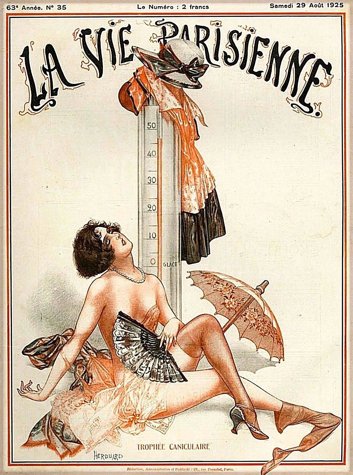 1925 La Vie Parisienne Trophee Caniculaire French Travel Art Poster Print
