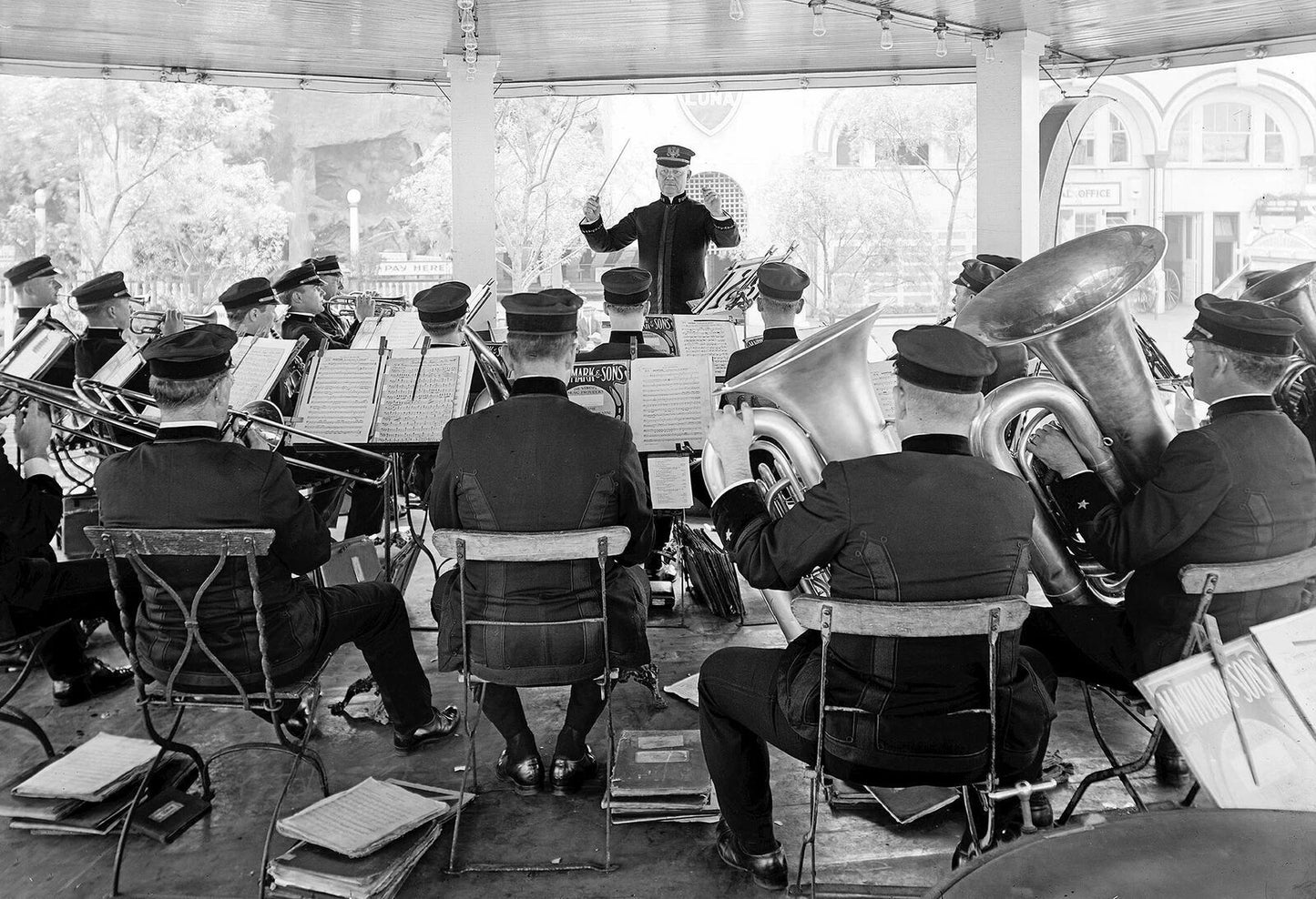 1925 Pryor Orchestra Playing Under A Gazebo Old Keychain Reprint