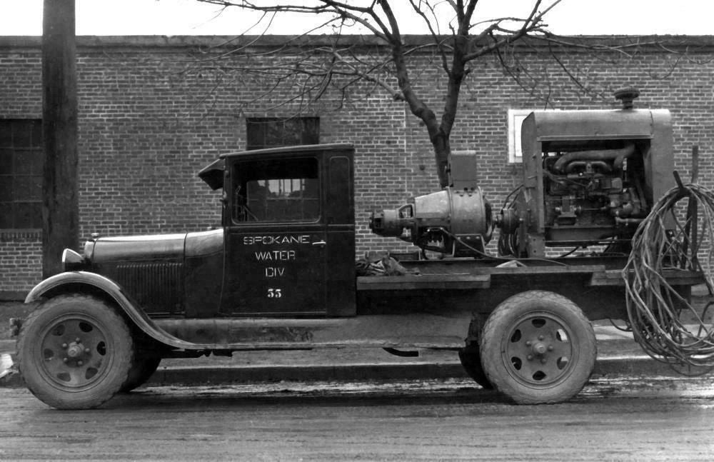 1925 Water Department Truck Spokane Washington Retro Old Keychain 11 X 17 Reprint