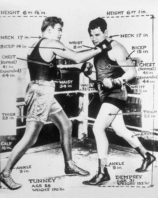 1926 Championship Gene Tunney Vs Jack Dempsey Glossy Tale Of The Tape Magnet