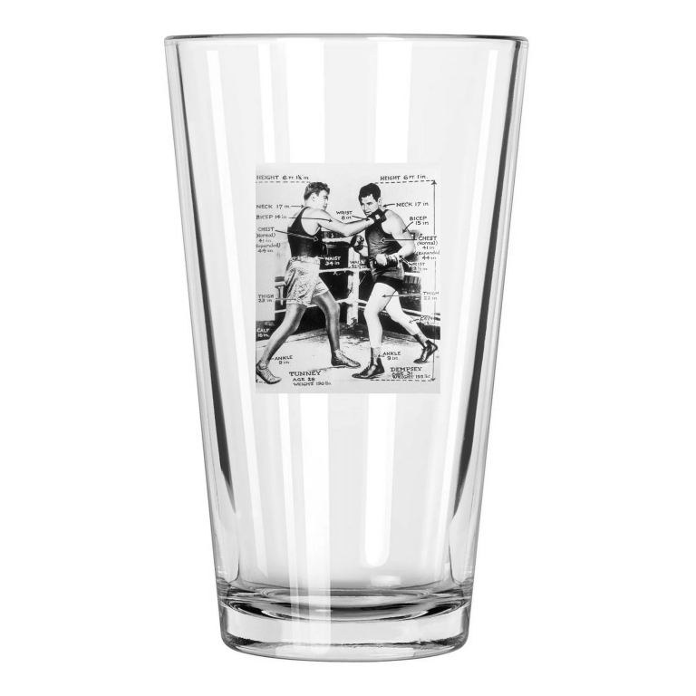 1926 Championship Gene Tunney Vs Jack Dempsey Tale Of The Tape Pint Beer Glass