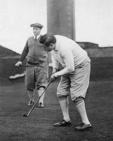 1926 Golfer Babe Ruth Vintage Keychain Baseball Glossy Putting PGA Print