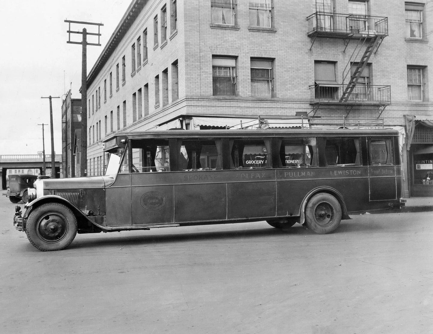 1926 Interstate Coach Company Bus Spokane Washington Old Photo