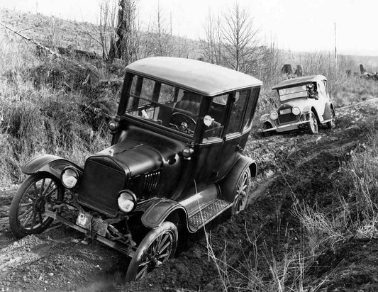 1927 Cars Stuck In Mud Washington Old Vintage Photo Reprint