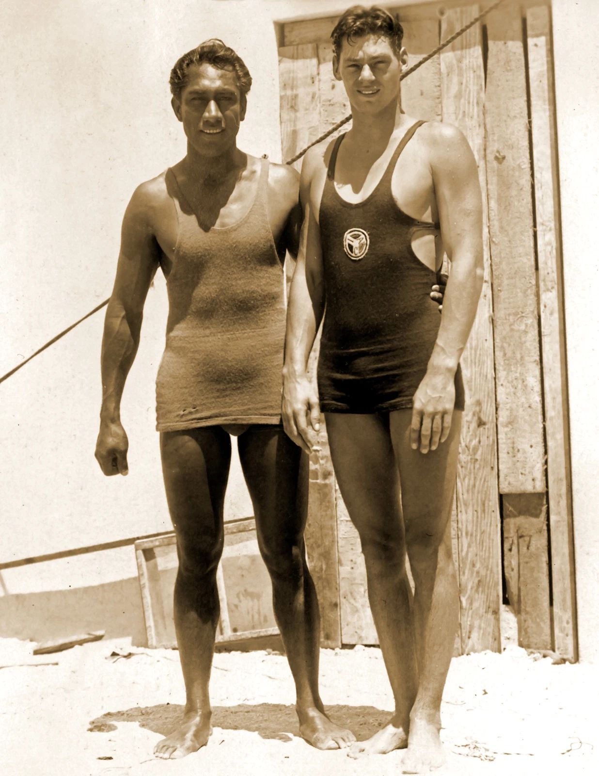 1927 Duke Kahanamoku And Johnny Weissmuller Old Keychain Reprint