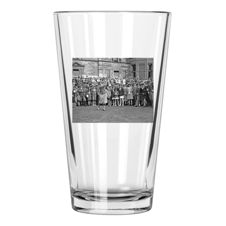 1927 Golfer Bobby Jones St Andrews Open Championship Pint Beer Drinking Glass