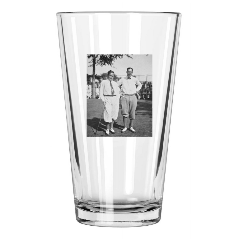 1927 Golfers Bobby Jones And Francis Ouimet Us Amateur Pint Beer Drinking Glass