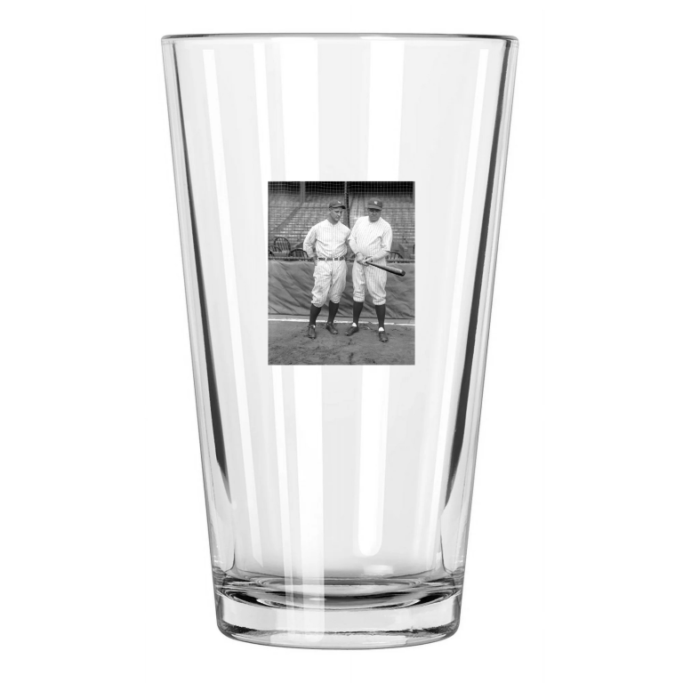 1927 New York Yankees Babe Ruth & Lou Gehrig Baseball Pint Beer Drinking Glass