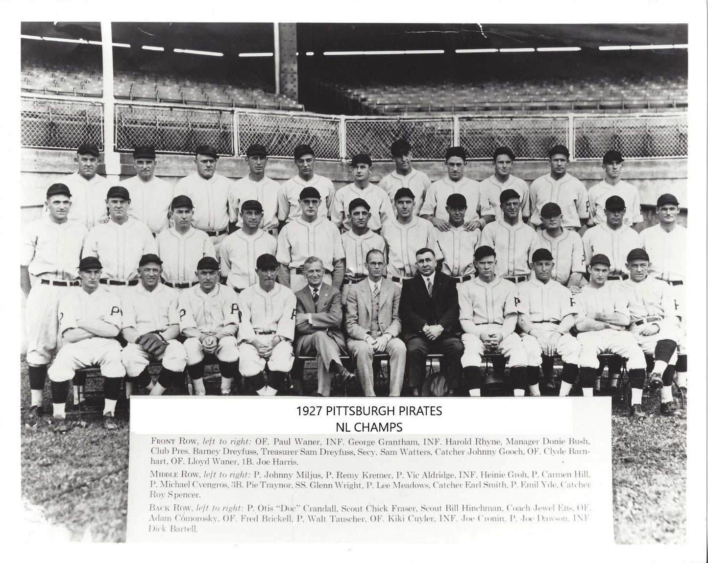 1927 Pittsburgh Pirates Team Keychain Baseball Picture Nl Champs Mlb