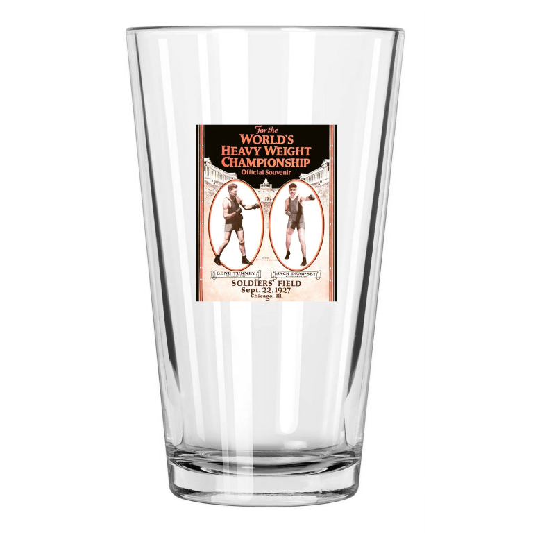1927 Title Fight Gene Tunney Vs Jack Dempsey Photo Pint Beer Drinking Glass