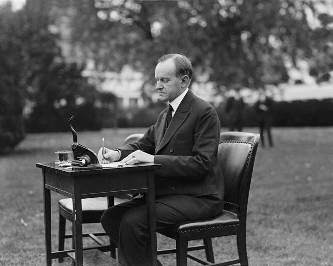 1927 Us President Calvin Coolidge Glossy Opening Day Photo Print Poster