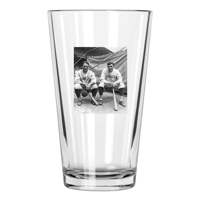 1927 Yankees Babe Ruth And Lou Gehrig Photo New York Pint Beer Drinking Glass