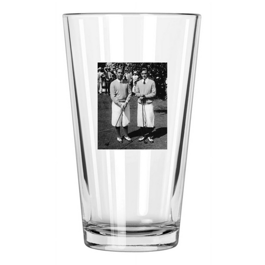 1928 Pga Golfers Johnny Farrell & Walter Hagen Golf Pint Beer Drinking Glass