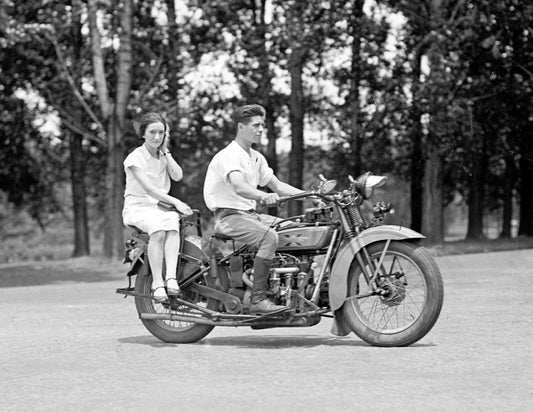 1929 Couple On A Motorcycle Vintage Old Keychain Reprint Bike Hog Ride