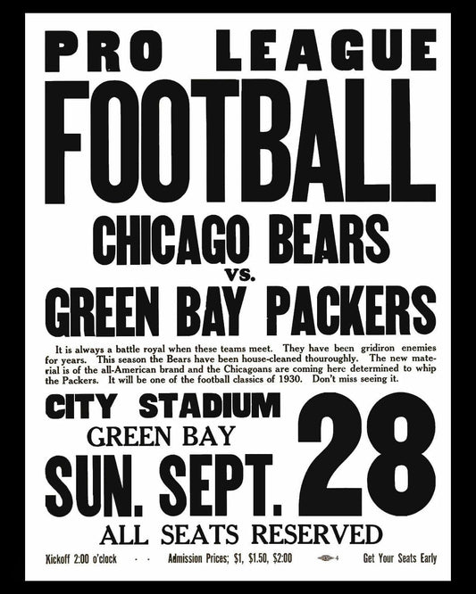1930 Green Bay Packers Vs Chicago Bears Magnet Football Nfl Picture
