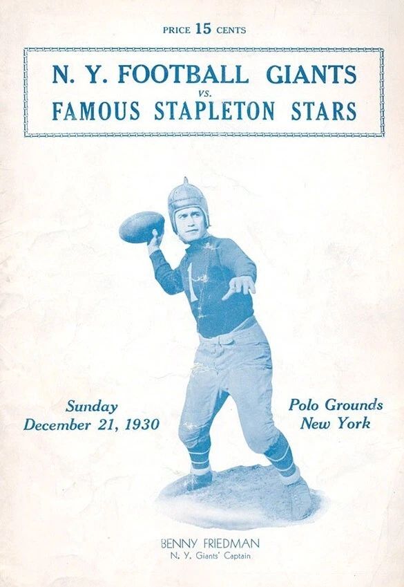 1930 Ny Giants V Stapleton Stars Keychain Football Picture Wide Border