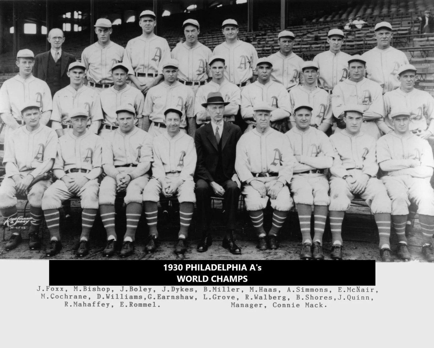 1930 Philadelphia Athletics A'S Team Photo Mlb Baseball Picture With Names